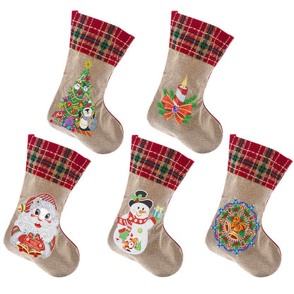 5D Diamond Painting Xmas Rhinestone Sock Embroidery Mosaic Hanging Gift Bag