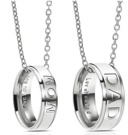 💓I Love U MOM / DAD necklace stainless steel pendant necklace