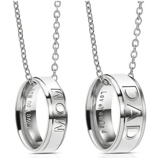 💓I Love U MOM / DAD necklace stainless steel pendant necklace