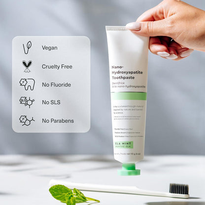 🏆Flash Sale⚡Nano Hydroxyapatite Toothpaste for Sensitive Teeth - Fluoride-Free Remineralizing Formula with Medical-Grade HAp, Enamel Repair & Desensitizing Whitening