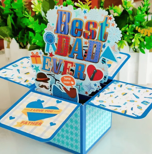 🎁Father's Day Hot Stamping 3D Pop-up Box Greeting Card