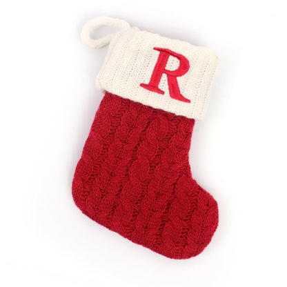 Christmas Red Socks Alphabet Knitting Christmas-Tree Pendant