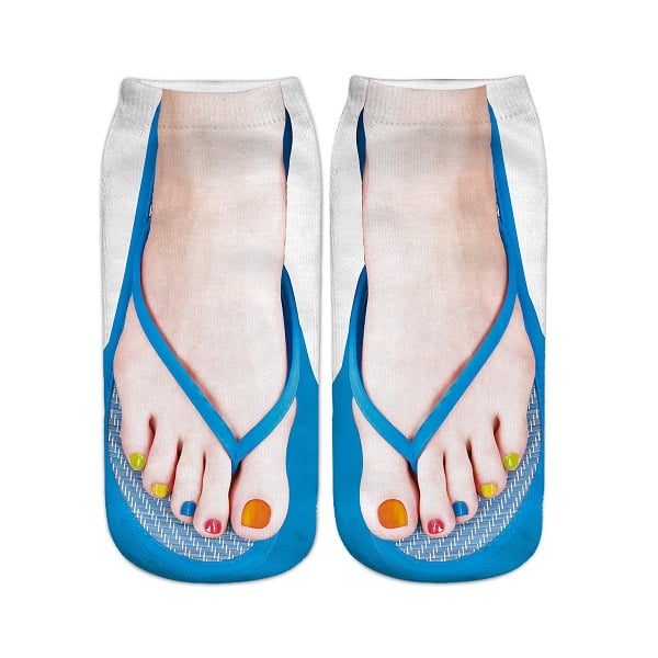 Women Manicure Print Flip Flop Socks