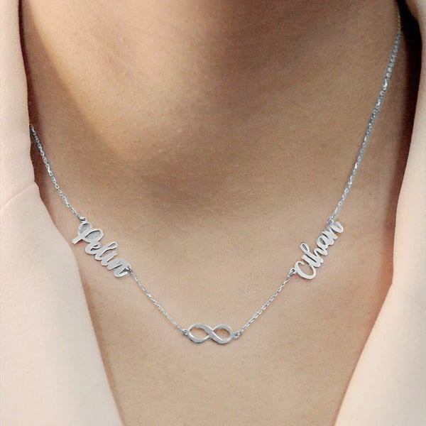 Custom Name & Pave Heart Charm Necklace