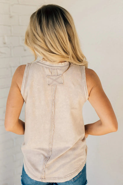 🔥2024 SUMMER HOT🔥BUTTON MIX WASHED HENLEY TANK(48% OFF TODAY!!!)