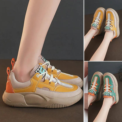 Women's Colorblock Thick Sole Walking Shoes