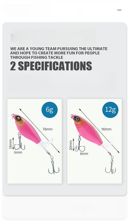6.5g/12g propeller surface lure bionic fish hook