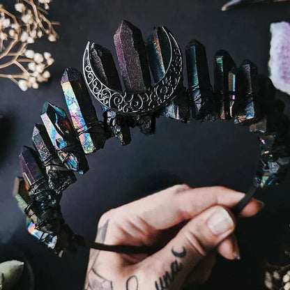 Labradorite Witchy Moon Crystal Crown