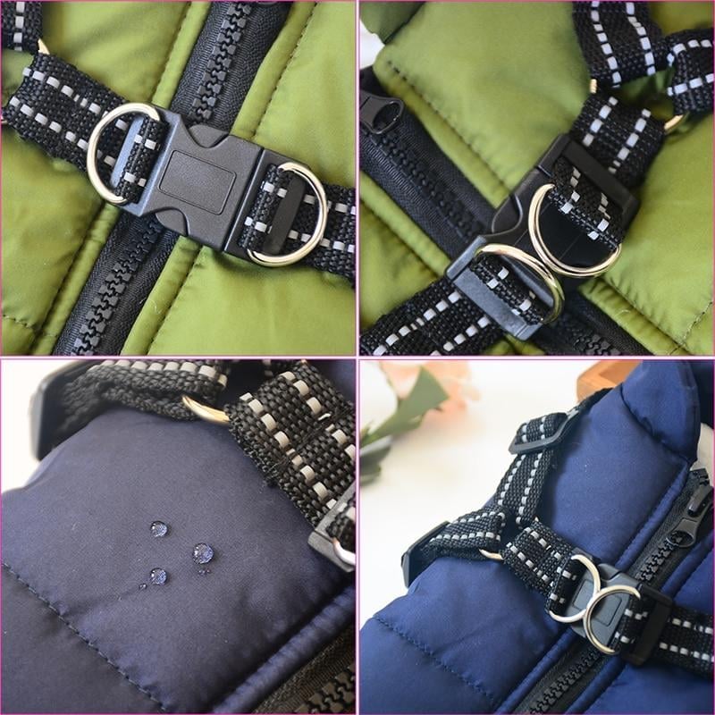 🎅Waterproof Winter Dog Jacket with Built-in Harness