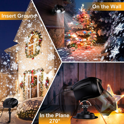 Christmas LED Projector Lights, UPGRADED Owl-shape Dual-lens Christmas Snowflake Projector Lights