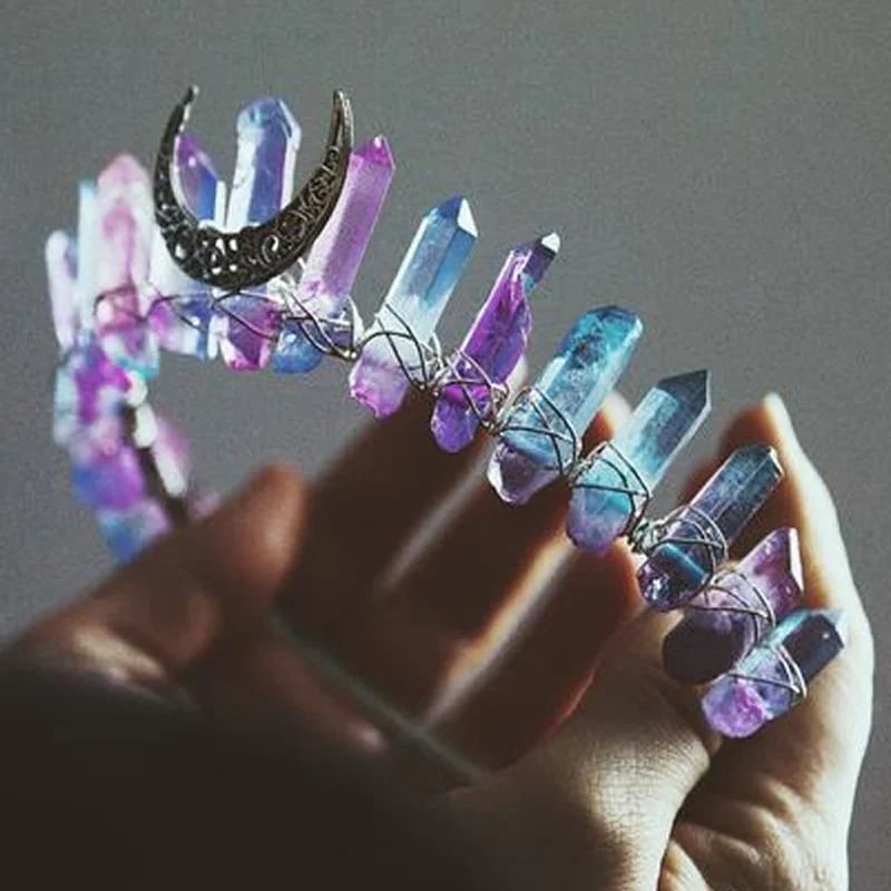 Labradorite Witchy Moon Crystal Crown
