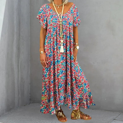 Loose Long Printed Bohemian Dress