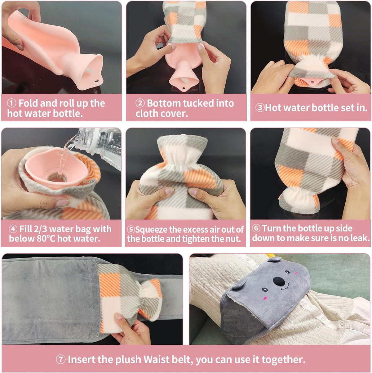 Plush Refillable Hot Water Bottle Belt