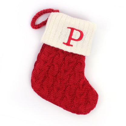 Christmas Red Socks Alphabet Knitting Christmas-Tree Pendant