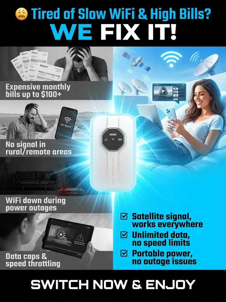 Next-Gen Satellite WiFi6+ Portable Router - 500Mbps Stay connected all day with our pocket router- Nationwide Clearance