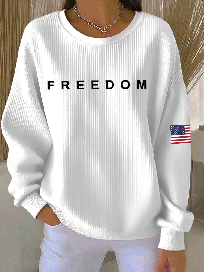 Women's Freedom American Flag Print Sweatshirt