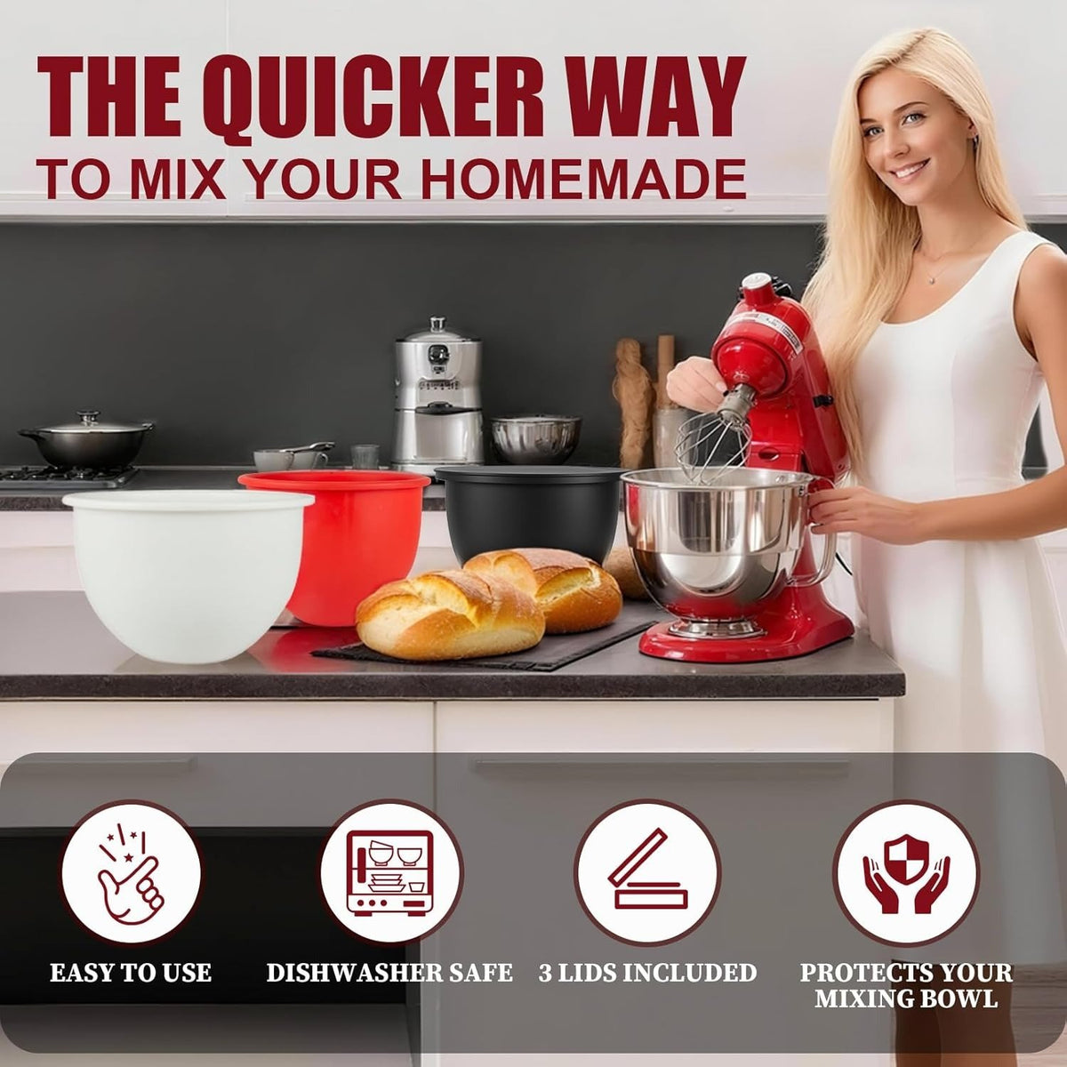 Practical & Durable Food Grade Kitchen Stand Mixer Silicone Liner Reusable
