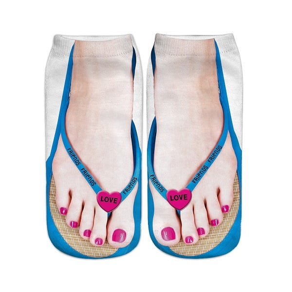Women Manicure Print Flip Flop Socks