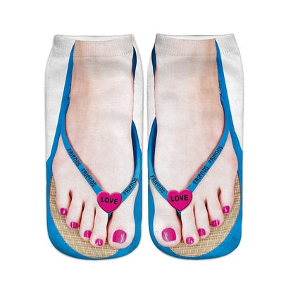 Women Manicure Print Flip Flop Socks