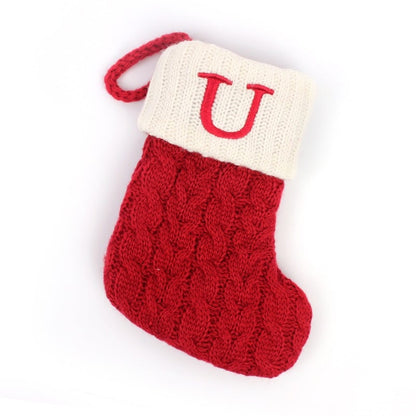 Christmas Red Socks Alphabet Knitting Christmas-Tree Pendant