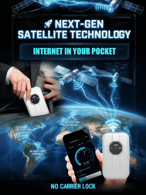 Next-Gen Satellite WiFi6+ Portable Router - 500Mbps Stay connected all day with our pocket router- Nationwide Clearance