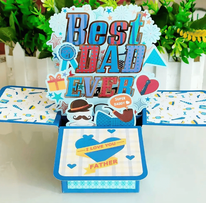 🎁Father's Day Hot Stamping 3D Pop-up Box Greeting Card