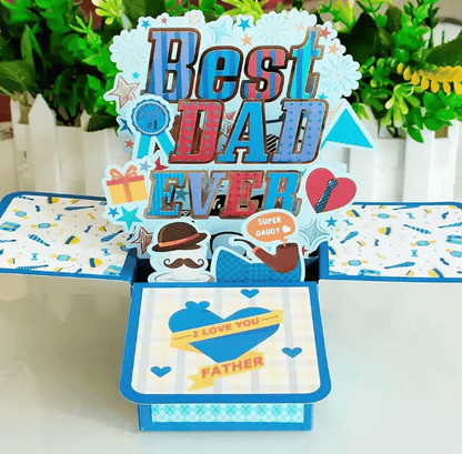 🎁Father's Day Hot Stamping 3D Pop-up Box Greeting Card