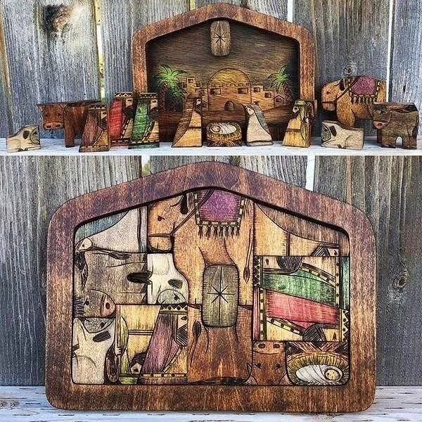 💓Handmade Wooden Nativity Puzzle