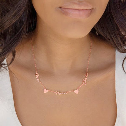 Custom Name & Pave Heart Charm Necklace