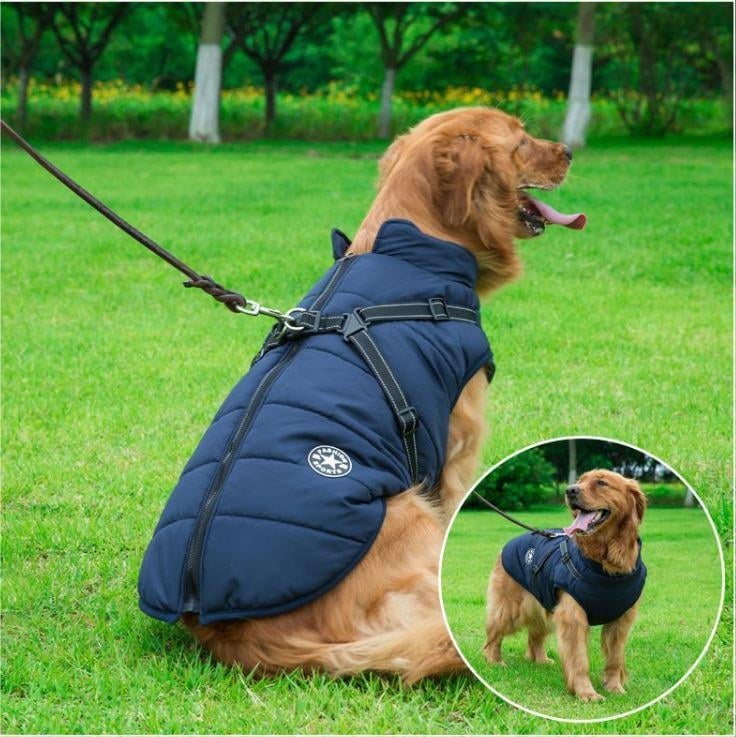 🎅Waterproof Winter Dog Jacket with Built-in Harness
