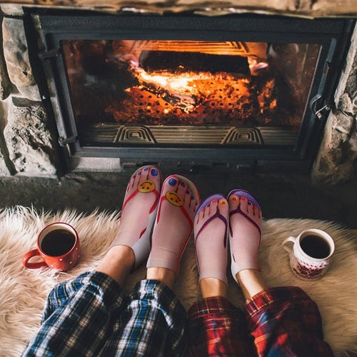 Women Manicure Print Flip Flop Socks