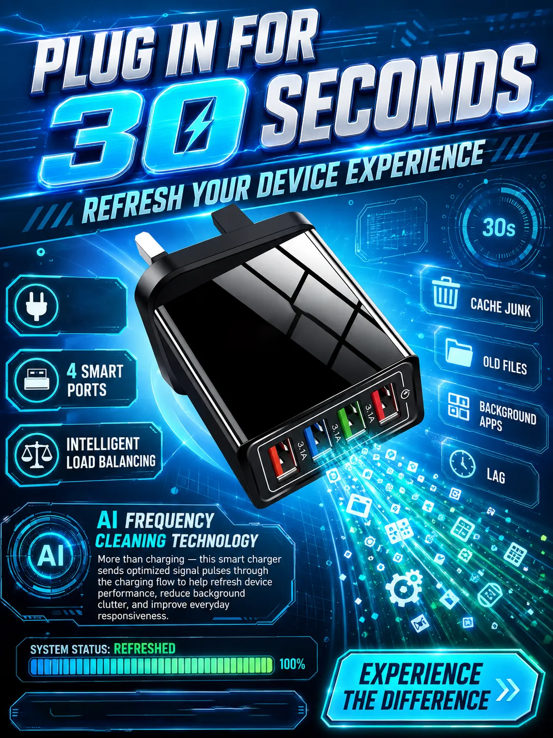 Improve Your Phone's Battery Life⚡4-in-1 Travel Charger🚀 Make your 4-year-old smartphone charge faster than a new one