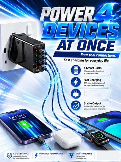 Improve Your Phone's Battery Life⚡4-in-1 Travel Charger🚀 Make your 4-year-old smartphone charge faster than a new one